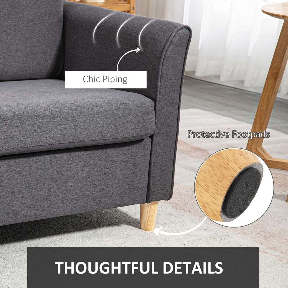 HOMCOM Gray Double Seat Sofa with Wooden Legs HOMCOM