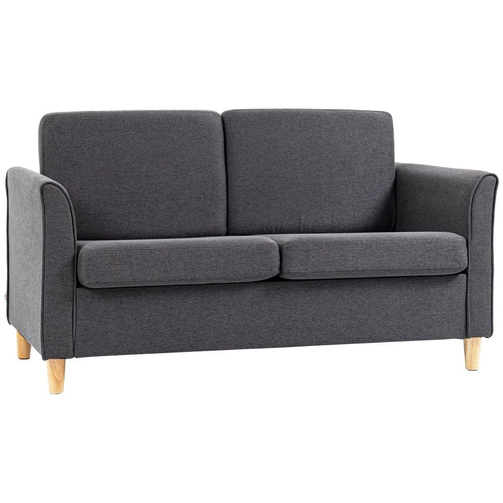 HOMCOM Gray Double Seat Sofa with Wooden Legs HOMCOM