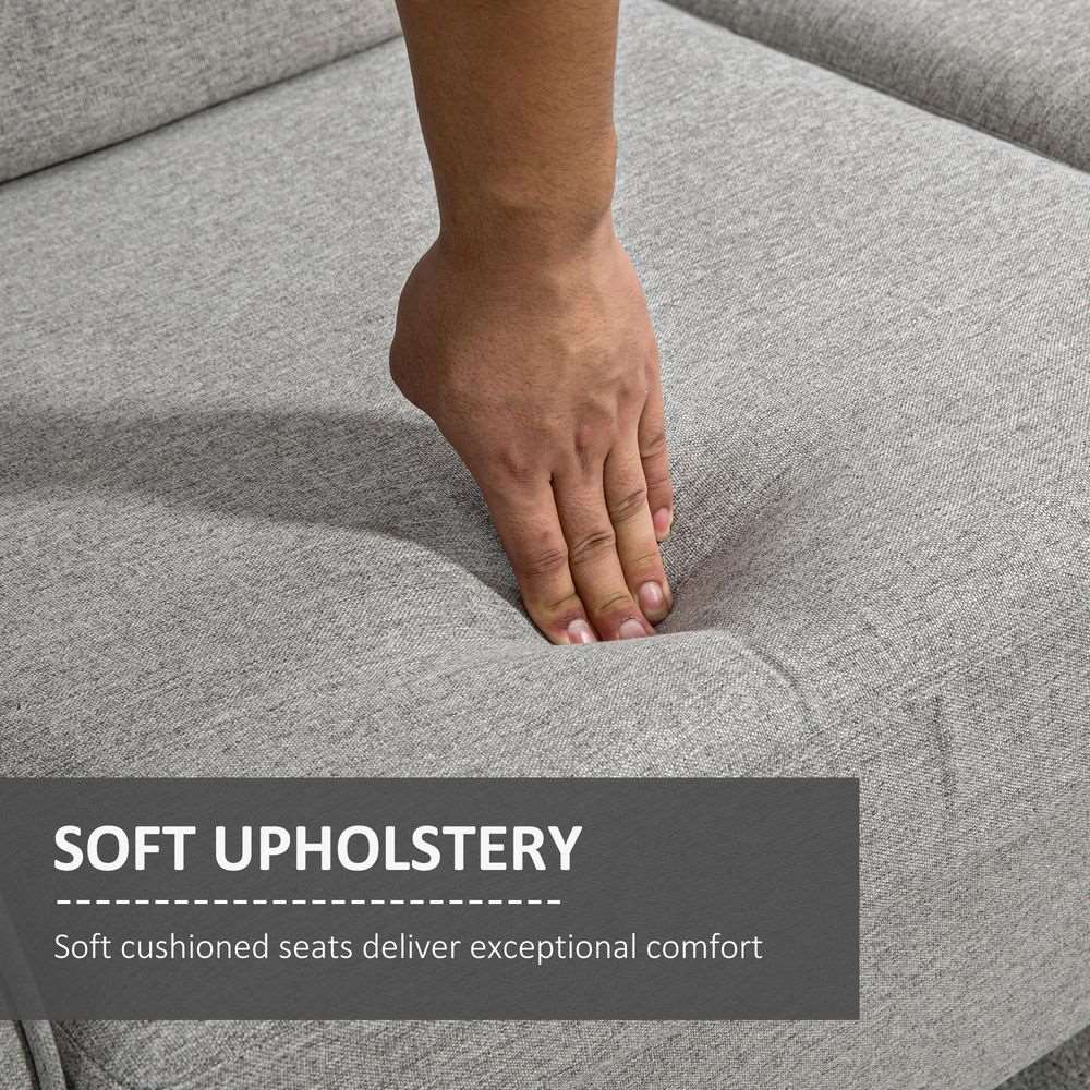 HOMCOM Double Seat Sofa with Modern Grey Fabric HOMCOM