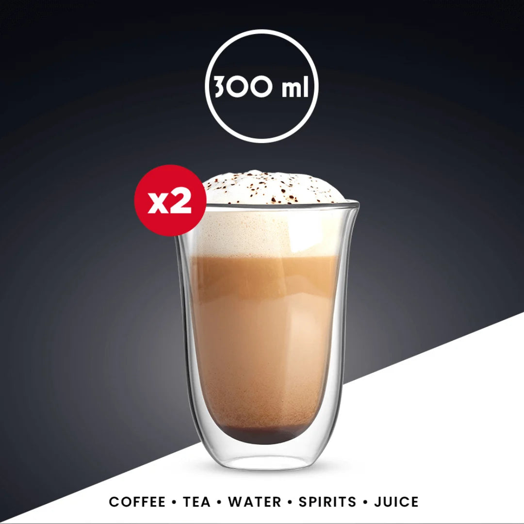 Set of two 300 ml Double Walled Glasses for coffee, tea, and juice with stylish design