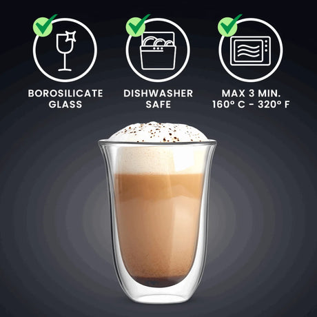 Bialetti Double Walled Glasses, made of borosilicate glass, ideal for hot or cold beverages