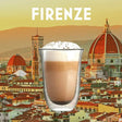 Brew Italia Double Walled Glasses featuring a scenic view of Florence, perfect for serving hot beverages