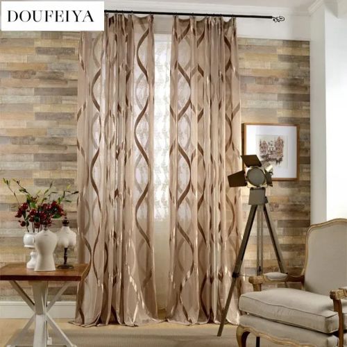 Elegant Sheer Tulle Curtain - High Shading for Home & Office Windows Brown Tulle JESSANS
