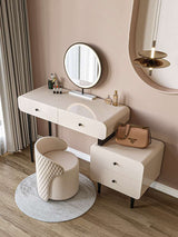Elegant Le Di Vita dressing table with circular mirror and stylish chair in a modern interior setting