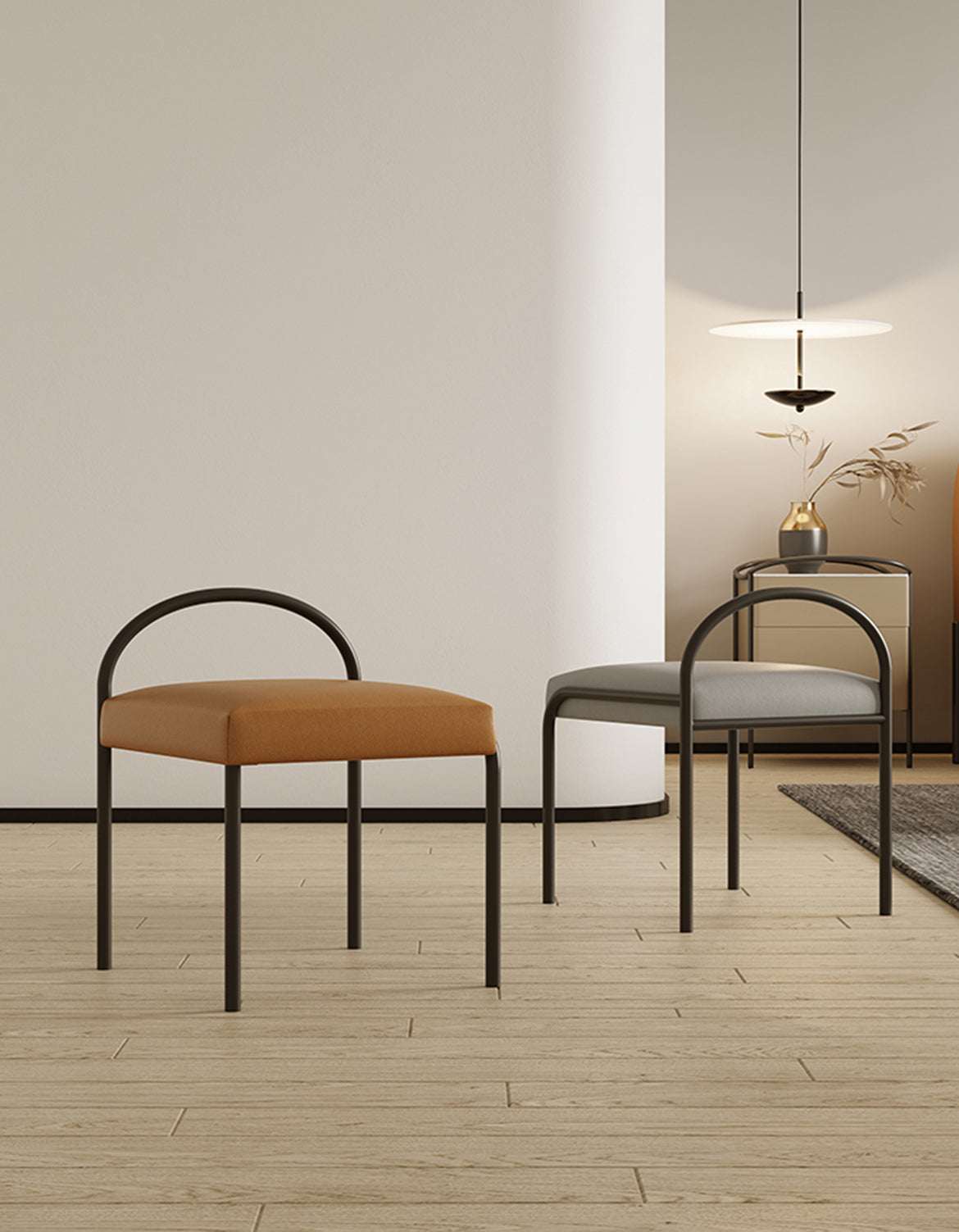 Contemporary Le Di Vita Dressing Table with Stylish Chairs in Brown and Grey Upholstery