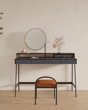 Le Di Vita Modern Dressing Table with Round Mirror and Minimalist Design in a Contemporary Setting