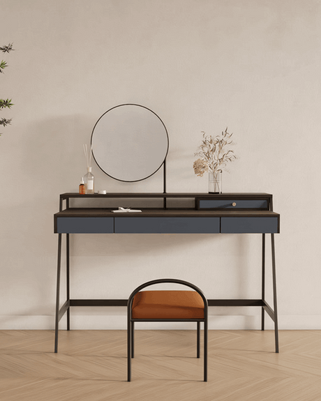 Le Di Vita Modern Dressing Table with Round Mirror and Minimalist Design in a Contemporary Setting