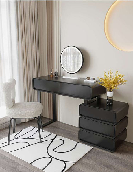 Modern Le Di Vita Dressing Table with Stylish Storage and Round Mirror for Elegant Interiors