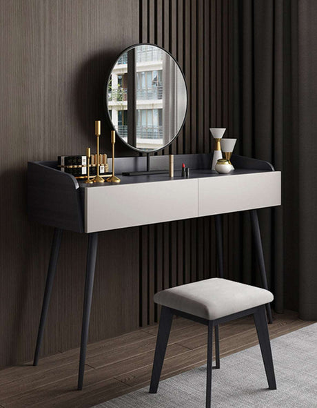 Le Di Vita Dressing Table with Circular Mirror and Modern Design for Elegant Interiors
