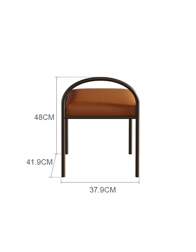 Le Di Vita Dressing Table Stool with Brown Upholstered Seat and Metal Frame Dimensions 48x41.9x37.9 cm
