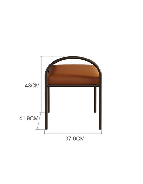 Le Di Vita Dressing Table Stool with Brown Upholstered Seat and Metal Frame Dimensions 48x41.9x37.9 cm