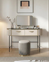 Elegant Le Di Vita Dressing Table with Storage Drawers and a Modern Round Stool