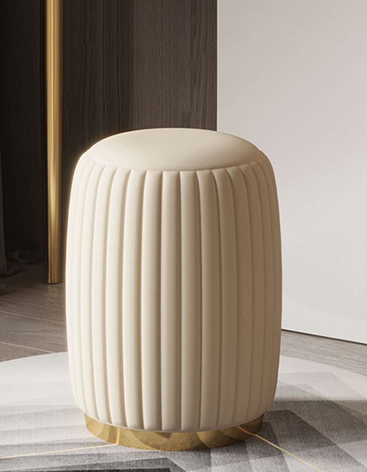 Elegant cream stool with pleated design perfect for enhancing any dressing table setup