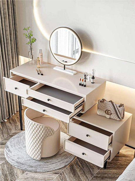 Stylish Le Di Vita dressing table with mirror and multiple drawers for cosmetics storage