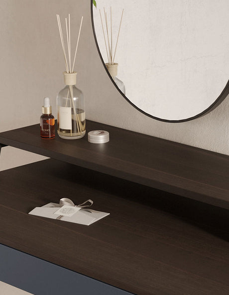 Le Di Vita Dressing Table with Smooth Surfaces and a Round Mirror for Elegant Interior Design