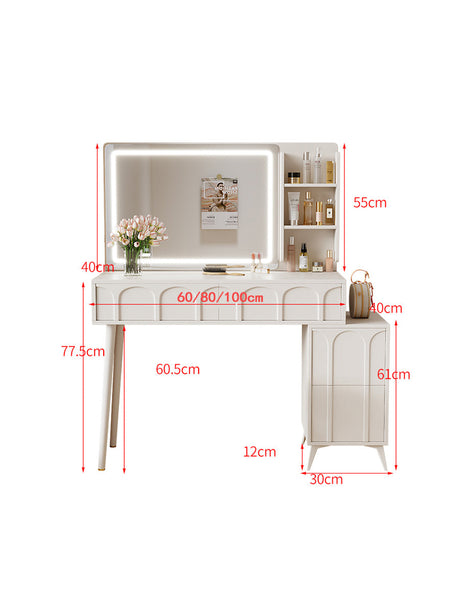 Le Di Vita Dressing Table with Elegant Design, Integrated Mirror, and Shelves for Beauty Essentials