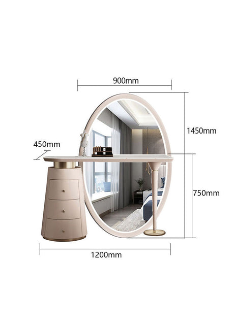 Le Di Vita Dressing Table with a large oval mirror and stylish storage drawers in a modern design