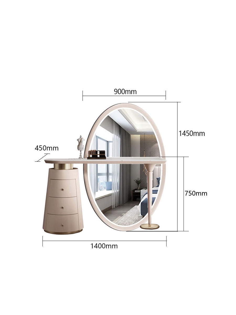 Le Di Vita Dressing Table with Round Mirror and Elegant Design for Modern Bedrooms