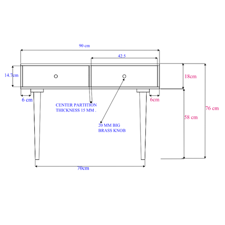 Fishe and Lilly Dressing Table with Two Drawers and Elegant Design for Stylish Bedrooms