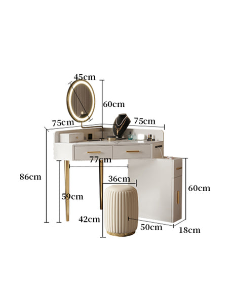 Elegant Le Di Vita Dressing Table with Mirror and Gold Accents for Modern Home Decor