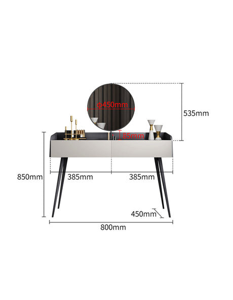 Modern Le Di Vita Dressing Table with Round Mirror and Elegant Storage for Stylish Bedrooms