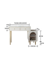 Le Di Vita Dressing Table with Two Drawers and Stylish Side Cabinet in White Finish