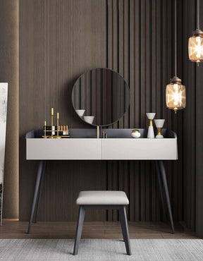 Le Di Vita Dressing Table with Round Mirror and Stylish Storage in Modern Home Setting