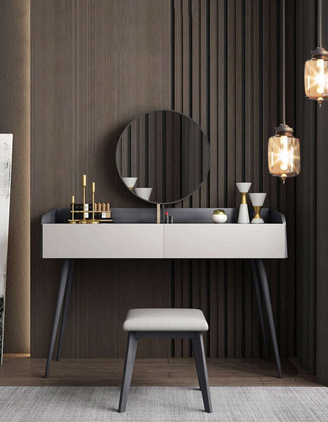 Le Di Vita Dressing Table with Round Mirror and Stylish Storage in Modern Home Setting