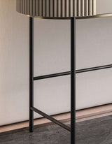 Le Di Vita Modern Dressing Table with Elegant Ribbed Design and Black Metal Legs