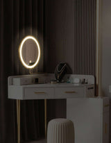 Le Di Vita Dressing Table with Round LED Mirror and Elegant Drawers for Stylish Interiors