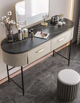 Elegant Le Di Vita Dressing Table with Marble Finish and Two Drawers for Makeup Essentials