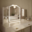 Stylish Hollywood Dressing Table Mirror with LED Lights and Folding Side Panels for Elegant Bedrooms