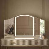 Hollywood Mirrors Dressing Table Mirror with LED Lights and Tri-Fold Design for Elegant Vanity Use