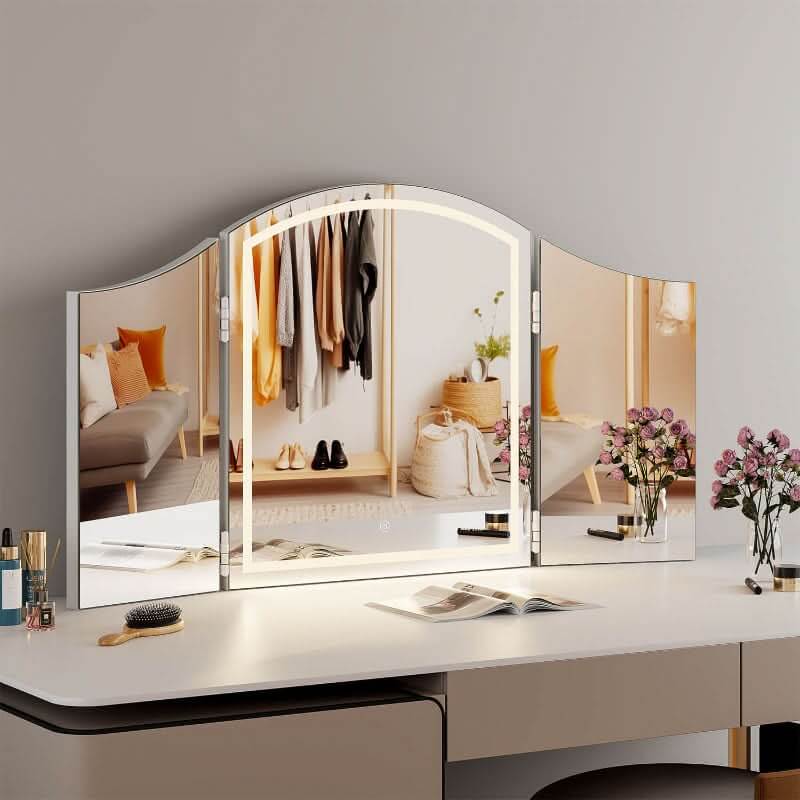 Hollywood Mirrors Dressing Table Mirror with Tri-Fold Design for Elegant Home Decor