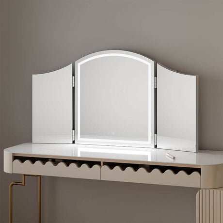 Hollywood Dressing Table Mirror with Tri-Fold Design and Elegant Backlit Illuminations