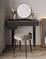Elegant Le Di Vita dressing table with round mirror and stylish storage for cosmetics