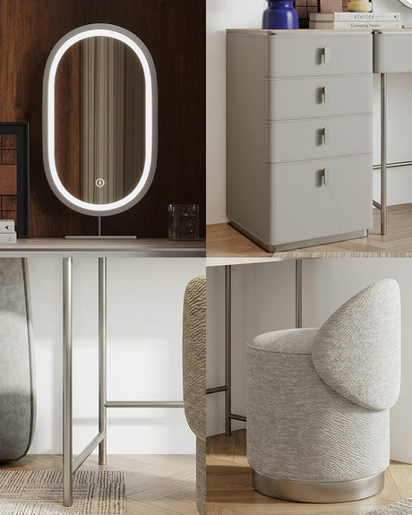 Modern Le Di Vita Dressing Table with LED Mirror, stylish storage unit and elegant chair