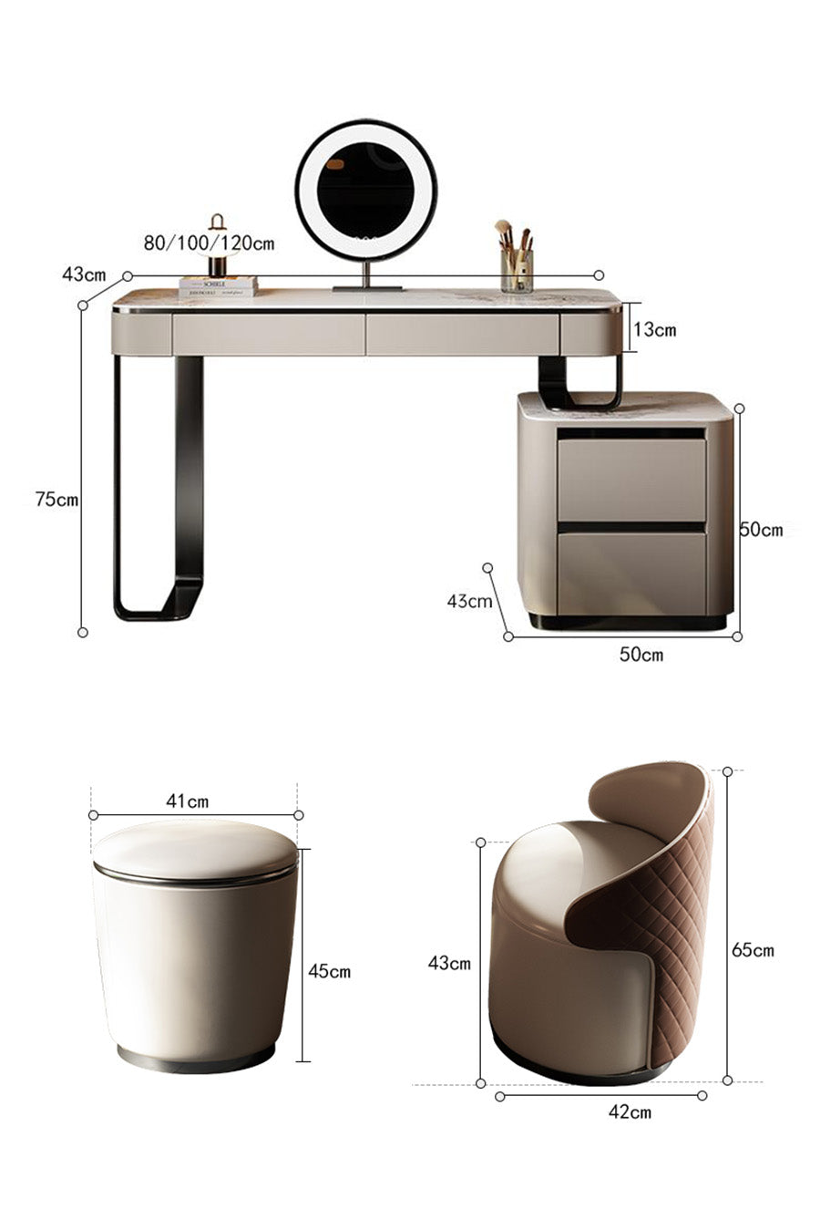 Le Di Vita Dressing Table with Adjustable Mirror and Stylish Stool for Elegant Interiors