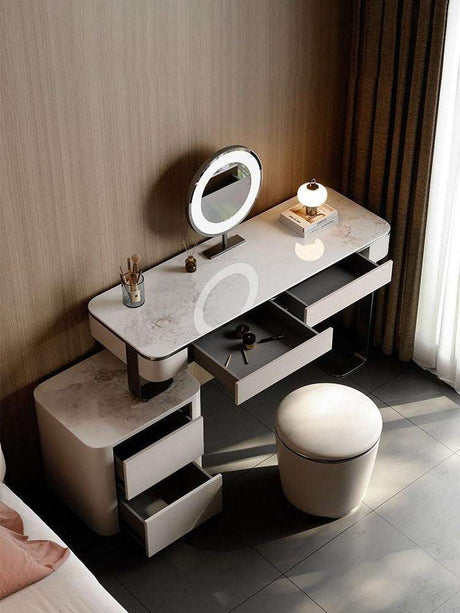 Elegant Le Di Vita Dressing Table with Marble Top and Storage Drawers for Stylish Home Decor