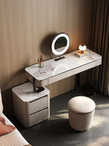 Le Di Vita Dressing Table with Elegant Marble Top and Round Mirror for Stylish Interiors