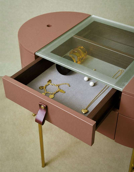 Le Di Vita Dressing Table with a glass top and pull-out drawer for storing jewellery and accessories