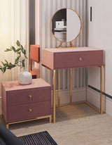Stylish Le Di Vita dressing table with a round mirror and elegant gold legs, perfect for modern bedrooms