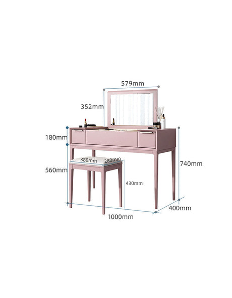 Le Di Vita Dressing Table with Mirror and Drawers in Elegant Pink Finish