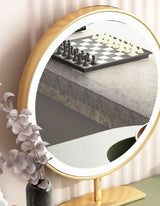 Elegant Le Di Vita Dressing Table with round mirror and chic chessboard design in reflection