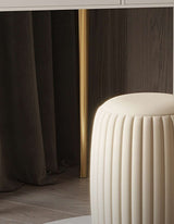 Elegant Le Di Vita Dressing Table with gold legs and a modern cream stool for stylish interiors