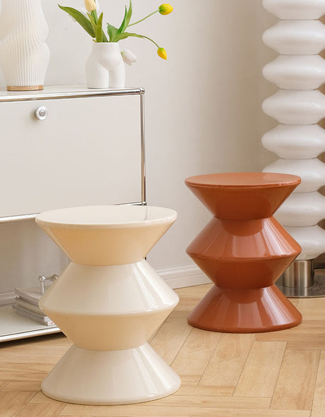 Le Di Vita Dressing Table Stool in cream and terracotta for stylish bedroom decor