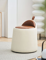 Le Di Vita Dressing Table Stool with Soft Leather Seat in Cream and Brown for Stylish Interiors