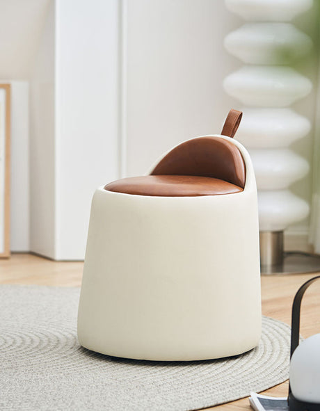 Le Di Vita Dressing Table Stool with Soft Leather Seat in Cream and Brown for Stylish Interiors