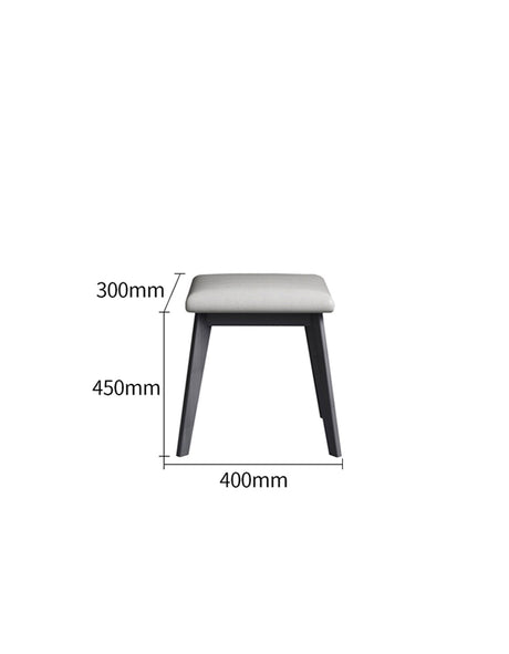 Le Di Vita Dressing Table Stool in Grey with Comfortable Upholstered Seat and Wooden Legs