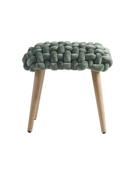 Le Di Vita Dressing Table Stool with Woven Velvet Seat and Wooden Legs for Stylish Decor